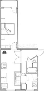 2-к квартира, вторичка, 45м2, 1/5 этаж