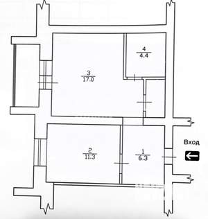 1-к квартира, вторичка, 43м2, 3/4 этаж