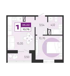 1-к квартира, вторичка, 35м2, 10/10 этаж