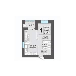 1-к квартира, вторичка, 41м2, 12/15 этаж