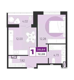 1-к квартира, вторичка, 40м2, 1/10 этаж