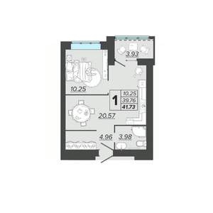 1-к квартира, вторичка, 42м2, 4/9 этаж