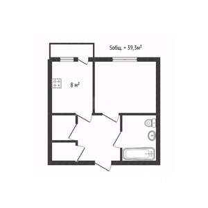 1-к квартира, вторичка, 39м2, 4/9 этаж