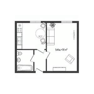 1-к квартира, вторичка, 38м2, 4/10 этаж