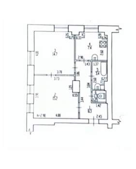 2-к квартира, вторичка, 50м2, 1/4 этаж
