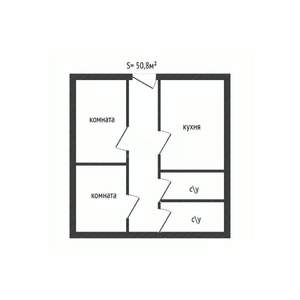 2-к квартира, вторичка, 50м2, 3/3 этаж