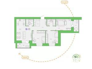 3-к квартира, сданный дом, 82м2, 3/9 этаж