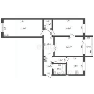 3-к квартира, вторичка, 55м2, 3/5 этаж