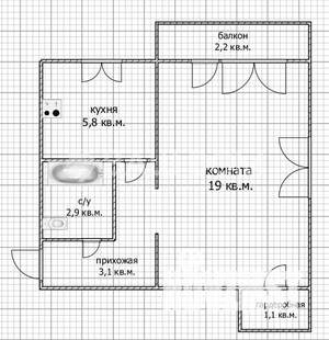 1-к квартира, вторичка, 32м2, 3/4 этаж