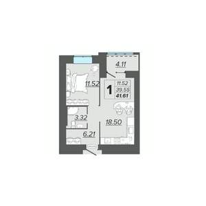 1-к квартира, вторичка, 42м2, 12/15 этаж