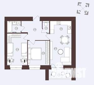 2-к квартира, сданный дом, 64м2, 12/16 этаж