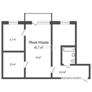 2-к квартира, вторичка, 46м2, 5/5 этаж