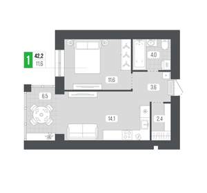 1-к квартира, вторичка, 42м2, 3/9 этаж