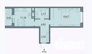 1-к квартира, строящийся дом, 45м2, 1/16 этаж