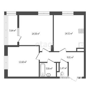 2-к квартира, вторичка, 60м2, 1/19 этаж
