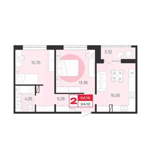 2-к квартира, вторичка, 54м2, 6/10 этаж