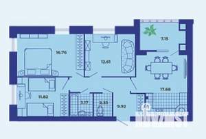 3-к квартира, сданный дом, 81м2, 7/9 этаж