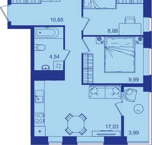 2-к квартира, вторичка, 55м2, 15/17 этаж