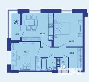 2-к квартира, вторичка, 60м2, 14/19 этаж