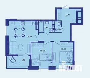 2-к квартира, вторичка, 61м2, 16/19 этаж
