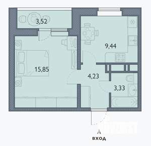 1-к квартира, сданный дом, 35м2, 4/16 этаж