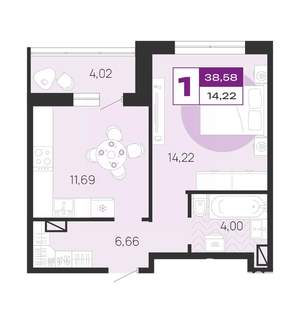 1-к квартира, вторичка, 39м2, 3/10 этаж