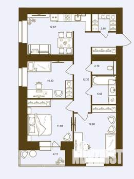 3-к квартира, вторичка, 73м2, 14/16 этаж