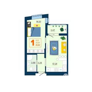1-к квартира, вторичка, 41м2, 14/16 этаж
