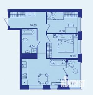 2-к квартира, вторичка, 55м2, 6/17 этаж
