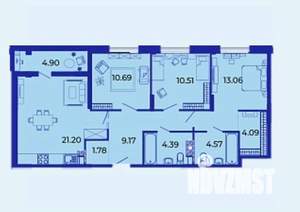 3-к квартира, вторичка, 84м2, 4/9 этаж