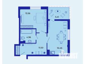1-к квартира, сданный дом, 51м2, 6/9 этаж