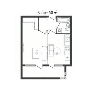 1-к квартира, вторичка, 50м2, 9/16 этаж