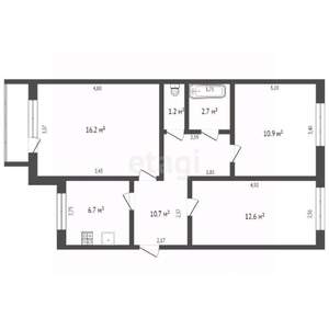 3-к квартира, вторичка, 65м2, 4/11 этаж