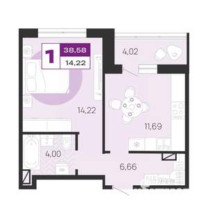 1-к квартира, вторичка, 39м2, 10/10 этаж