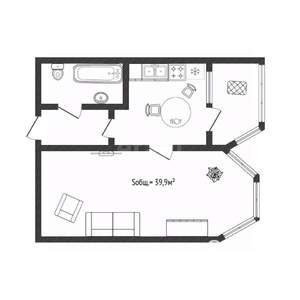 1-к квартира, вторичка, 40м2, 7/19 этаж