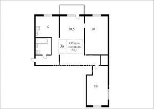 3-к квартира, вторичка, 58м2, 2/5 этаж