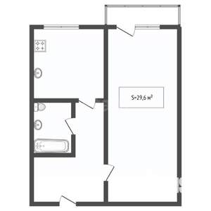 1-к квартира, вторичка, 30м2, 3/5 этаж