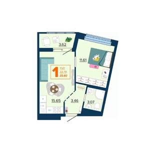 1-к квартира, вторичка, 36м2, 8/16 этаж