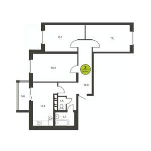 3-к квартира, сданный дом, 92м2, 11/16 этаж