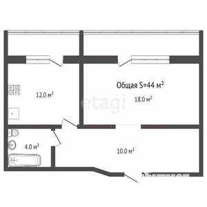 1-к квартира, вторичка, 44м2, 3/15 этаж