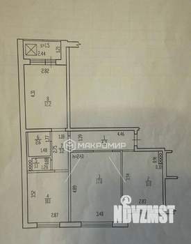 3-к квартира, вторичка, 63м2, 8/10 этаж