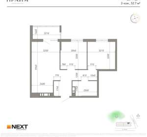 2-к квартира, вторичка, 53м2, 3/14 этаж