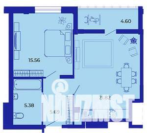 1-к квартира, вторичка, 54м2, 1/9 этаж