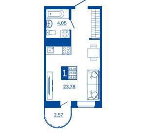 1-к квартира, вторичка, 28м2, 11/17 этаж