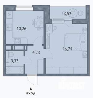 1-к квартира, сданный дом, 36м2, 10/16 этаж