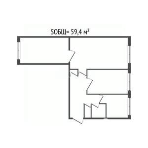 3-к квартира, вторичка, 59м2, 1/5 этаж