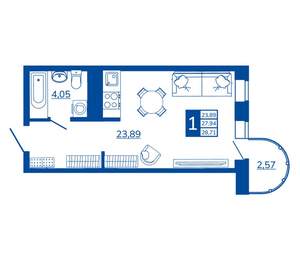 1-к квартира, вторичка, 28м2, 12/17 этаж