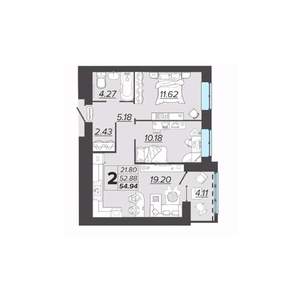 2-к квартира, вторичка, 55м2, 7/9 этаж