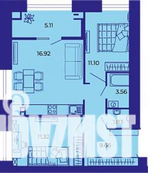 2-к квартира, строящийся дом, 60м2, 4/9 этаж