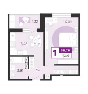 1-к квартира, вторичка, 39м2, 10/10 этаж